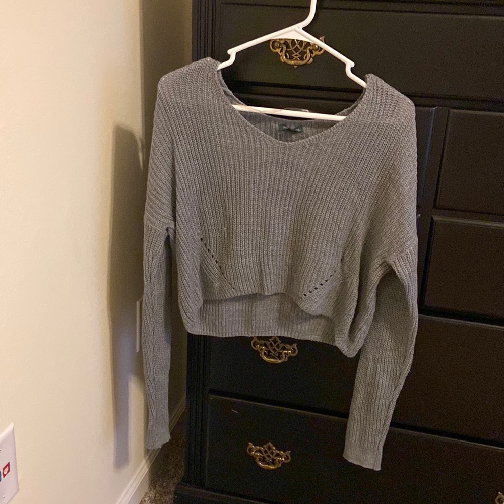 Grey Crop Sweater